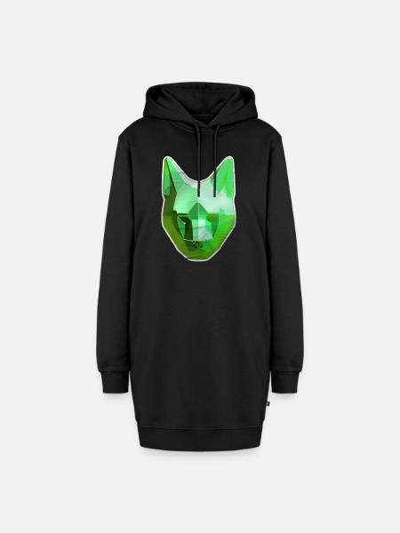 Grüner Kristallkatze - Hoodie-Kleid - Schwarz