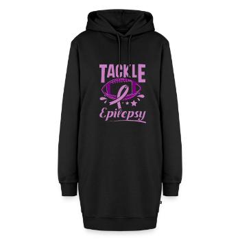 Football tackle epilepsy, epilepsy awareness - Hoodie-Kleid - Schwarz - Vorne - AI Model Female 172 light (172cm)