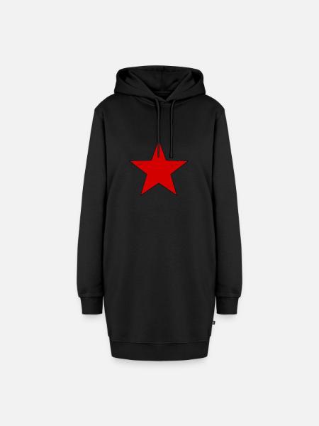 Roter Stern - Hoodie-Kleid - Schwarz