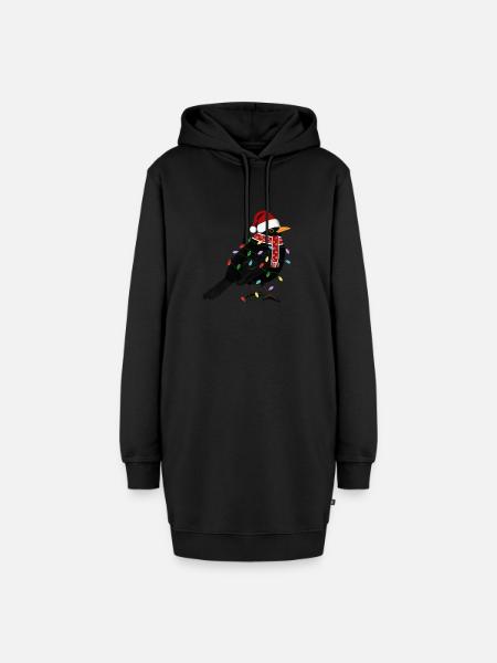 Amsel Lichterkette Weihnachten Vogel Mütze - Hoodie-Kleid - Schwarz