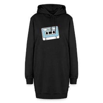 Kassette - Hoodie-Kleid - Schwarz - Vorne - AI Model Female 172 light (172cm)