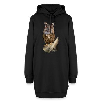 Eule - Hoodie-Kleid - Schwarz - Vorne - AI Model Female 172 light (172cm)