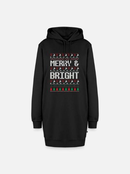 Fröhlicher und brigger hässlicher Weihnachtspullover - Hoodie-Kleid - Schwarz