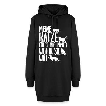Katzen Katze Katzenshirt Katze Geschenkidee - Hoodie-Kleid - Schwarz - Vorne - AI Model Female 172 light (172cm)