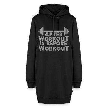 After Workout is before Workout - Hoodie-Kleid - Schwarz - Vorne - AI Model Female 172 light (172cm)