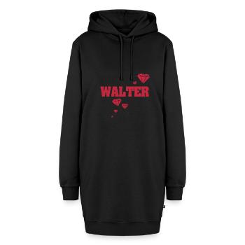 Geschenkidee Walter - Hoodie-Kleid - Schwarz - Vorne - AI Model Female 172 light (172cm)