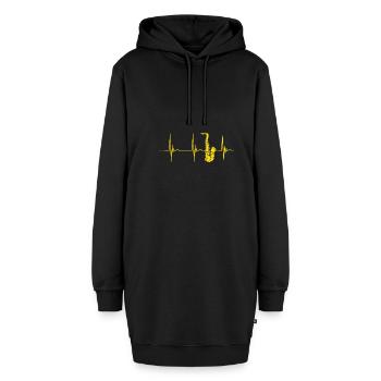 Saxophon Saxophonist Herzschlag EKG Puls Blasmusik - Hoodie-Kleid - Schwarz - Vorne - AI Model Female 172 light (172cm)
