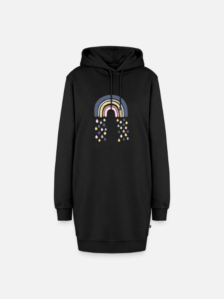 Regenbogen - Hoodie-Kleid - Schwarz