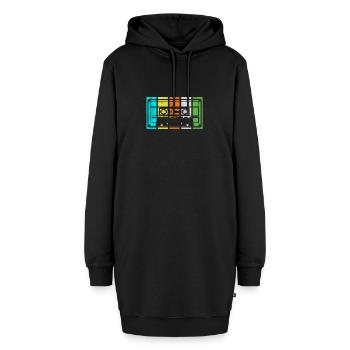 Kassette - Hoodie-Kleid - Schwarz - Vorne - AI Model Female 172 light (172cm)
