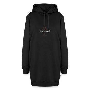 Der Lachs löppt! - Hoodie-Kleid - Schwarz - Vorne - AI Model Female 172 light (172cm)