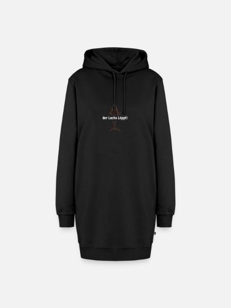 Der Lachs löppt! - Hoodie-Kleid - Schwarz