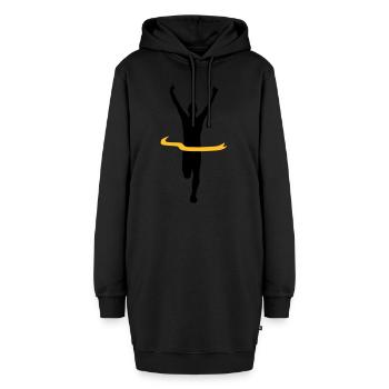 Sieger Gewinner - Hoodie-Kleid - Schwarz - Vorne - AI Model Female 172 light (172cm)