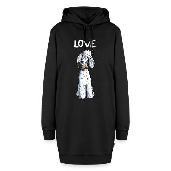 I Love Pudel - Hoodie-Kleid - Schwarz - Vorne - AI Model Female 172 light (172cm)