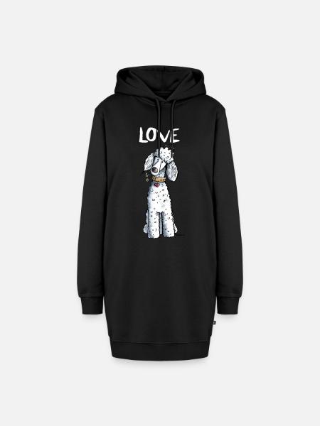 I Love Pudel - Hoodie-Kleid - Schwarz