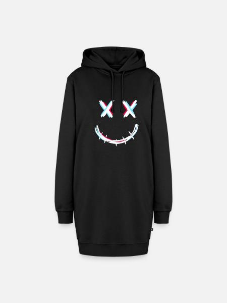 Reißverschluss Mund - Hoodie-Kleid - Schwarz