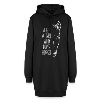 Just a girl who loves horses - Hoodie-Kleid - Schwarz - Vorne - AI Model Female 172 light (172cm)
