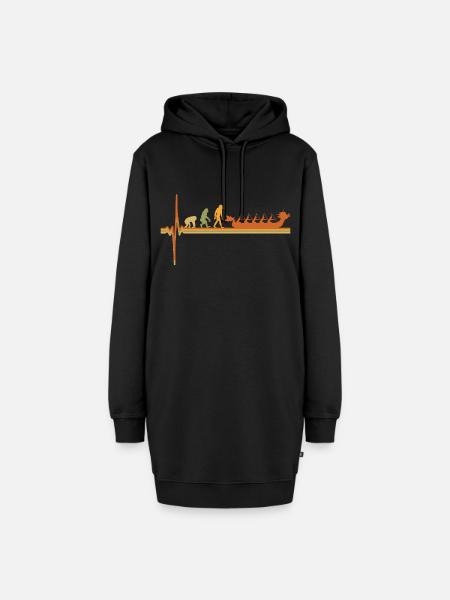 Drachenboot EKG Herzschlag Evolution Retro Vintage - Hoodie-Kleid - Schwarz