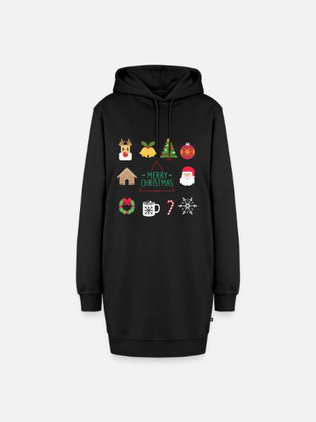 Fröhliche Weihnachten - Hoodie-Kleid - Schwarz