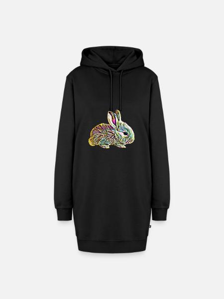 Hase - Hoodie-Kleid - Schwarz