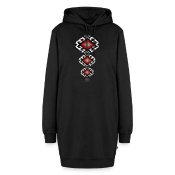 Slawische Folklore Muster - Serbien - Hoodie-Kleid - Schwarz - Vorne - AI Model Female 172 light (172cm)