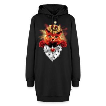 Red Roses Cat King - rote Katze mit Krone - Hoodie-Kleid - Schwarz - Vorne - AI Model Female 172 light (172cm)
