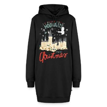 Harry Potter Lieber In Hogwarts Bleiben - Hoodie-Kleid - Schwarz - Vorne - AI Model Female 172 light (172cm)