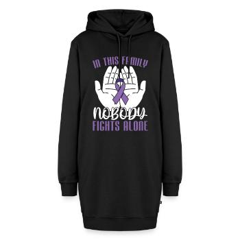 Fibromyalgie Rheuma Familie - Hoodie-Kleid - Schwarz - Vorne - AI Model Female 172 light (172cm)