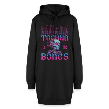 Techno Raver - Hoodie-Kleid - Schwarz - Vorne - AI Model Female 172 light (172cm)