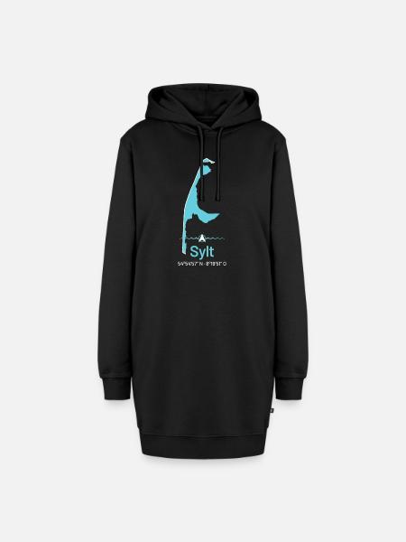 Sylt | Design-Landkarte - Hoodie-Kleid - Schwarz