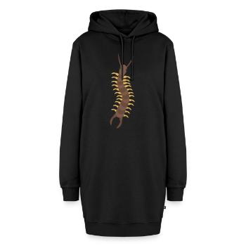 Tausendfüßler - Hoodie-Kleid - Schwarz - Vorne - AI Model Female 172 light (172cm)