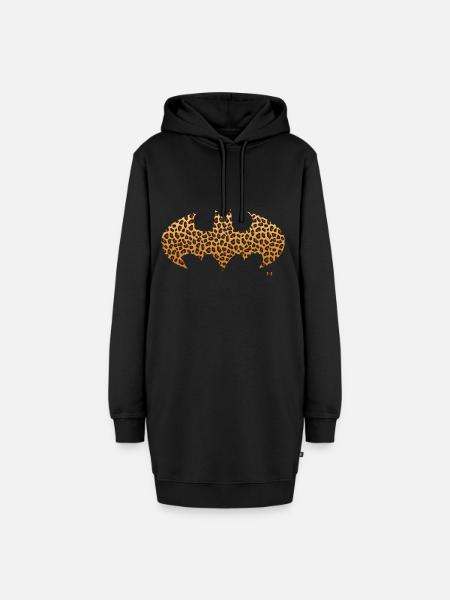 Batman Leoprint Logo - Hoodie-Kleid - Schwarz