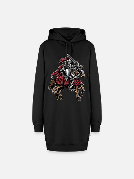 Ritter auf Pferd - Hoodie-Kleid - Schwarz