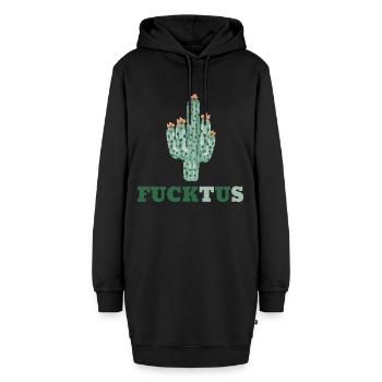 Fuck you - Mittelfinger - Stinkefinger - Kaktus - Hoodie-Kleid - Schwarz - Vorne - AI Model Female 172 light (172cm)