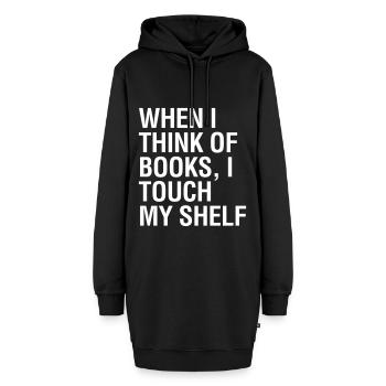 When i Think of Books I Touch My Shelf - Hoodie-Kleid - Schwarz - Vorne - AI Model Female 172 light (172cm)