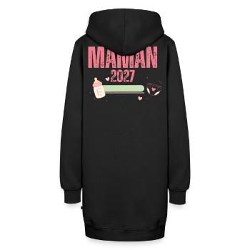 Mutter 2027 Schwangerschaftsankündigung – Werdende Mutter - Hoodie-Kleid - Schwarz - Hinten - AI Model Female 172 light (172cm)