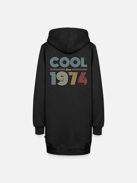 1974 Geburtstagsgeschenk Baujahr Geburtsjahr 74 - Hoodie-Kleid - Schwarz