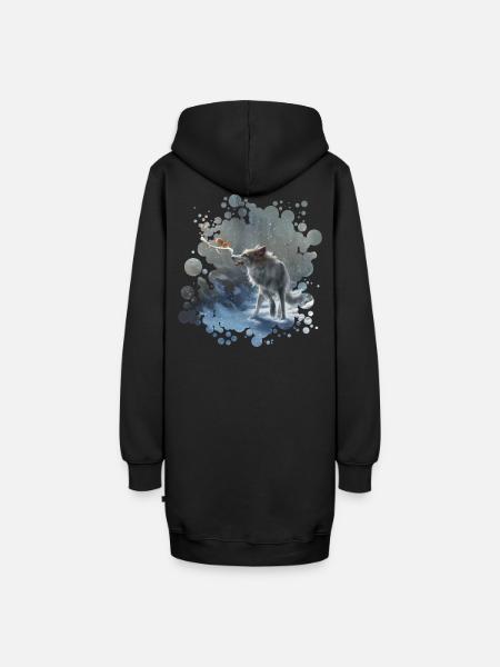 Wolf Eichhörnchen Winter - Hoodie-Kleid - Schwarz