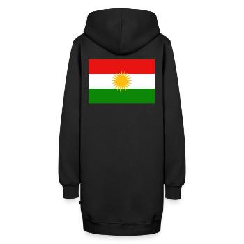 Kurdische Flagge Rücken - Hoodie-Kleid - Schwarz - Hinten - AI Model Female 172 light (172cm)
