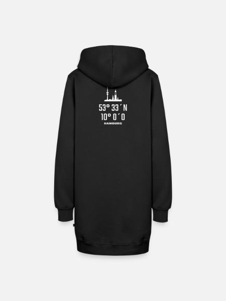 Hamburg Koordinaten Design - Hoodie-Kleid - Schwarz