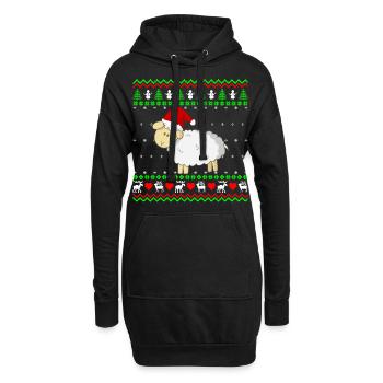 Süßer Schaf Kalb Weihnacht Ugly Christmas Geschenk - Hoodie-Kleid - Schwarz - Vorne