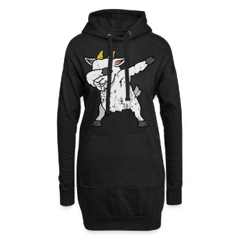 Chèvre tamponner dabbing style vintage grunge - Sweat-shirt à capuche long Femme - noir - Devant