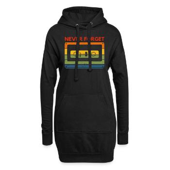 Never forget Kassette Tape Vintage Retro 90er 80er - Hoodie-Kleid - Schwarz - Vorne
