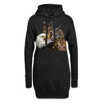 Greifvögel - Hoodie-Kleid - Schwarz - Vorne