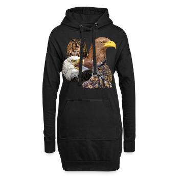 Greifvögel - Hoodie-Kleid - Schwarz - Vorne