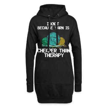 Stricken ist besser als Therapy Stricken Nadeln - Hoodie-Kleid - Schwarz - Vorne