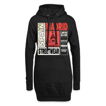 Madrid Espagne City Skyline Maison de vacances Love - Sweat-shirt à capuche long Femme - noir - Devant
