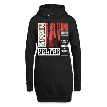 Barcelona Spanien Stadt Skyline Urlaub Sommer - Hoodie-Kleid - Schwarz - Vorne