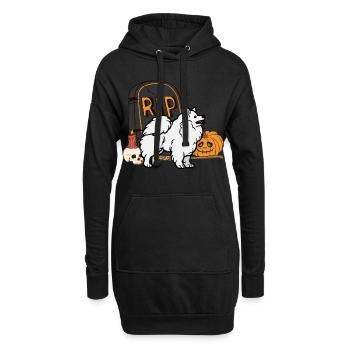 Mignon Spitz Halloween Costume Chien - Sweat-shirt à capuche long Femme - noir - Devant