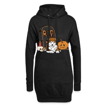 Mignon Akita Halloween Costume Chien - Sweat-shirt à capuche long Femme - noir - Devant