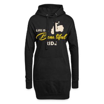 Roller Fahrer Scootering Motorrad Racer Fahrt - Hoodie-Kleid - Schwarz - Vorne